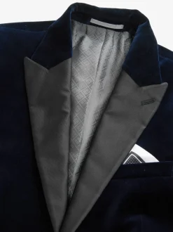 Donkerblauw - Normale Pasvorm - Signature Pontoglio Italiaanse fluwelen blazer