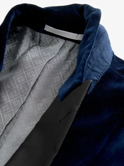 Donkerblauw - Normale Pasvorm - Signature Pontoglio Italiaanse fluwelen blazer