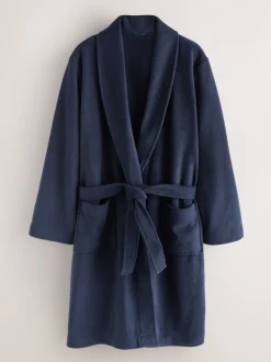 Donkerblauw - Ochtendjas van fleece