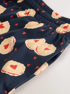 Donkerblauw - Printed Short Sleeve Jersey Pyjamas Set