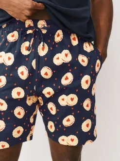 Donkerblauw - Printed Short Sleeve Jersey Pyjamas Set
