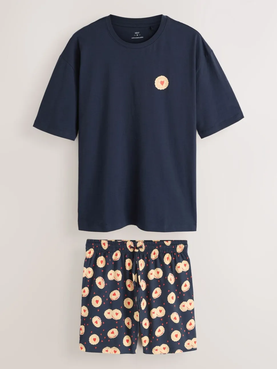Donkerblauw - Printed Short Sleeve Jersey Pyjamas Set