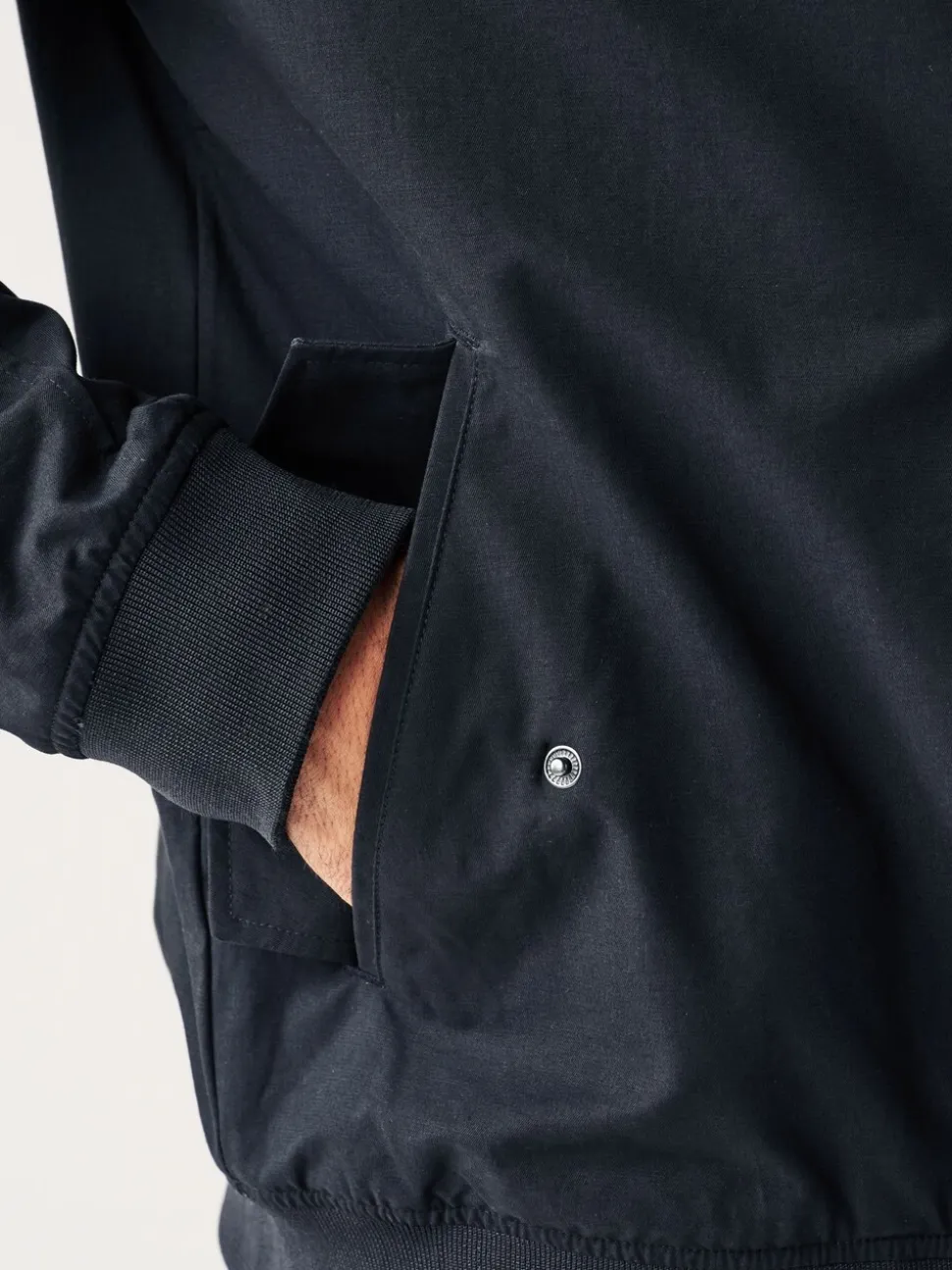 Donkerblauw - Regenbestendig Harrington jack met geruite voering