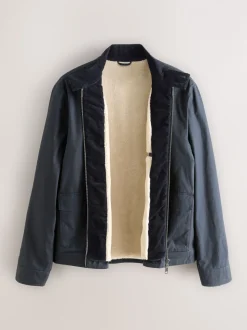 Donkerblauw - Regenbestendig Harrington jack met borgvoering