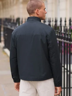 Donkerblauw - Regenbestendig Harrington jack met borgvoering