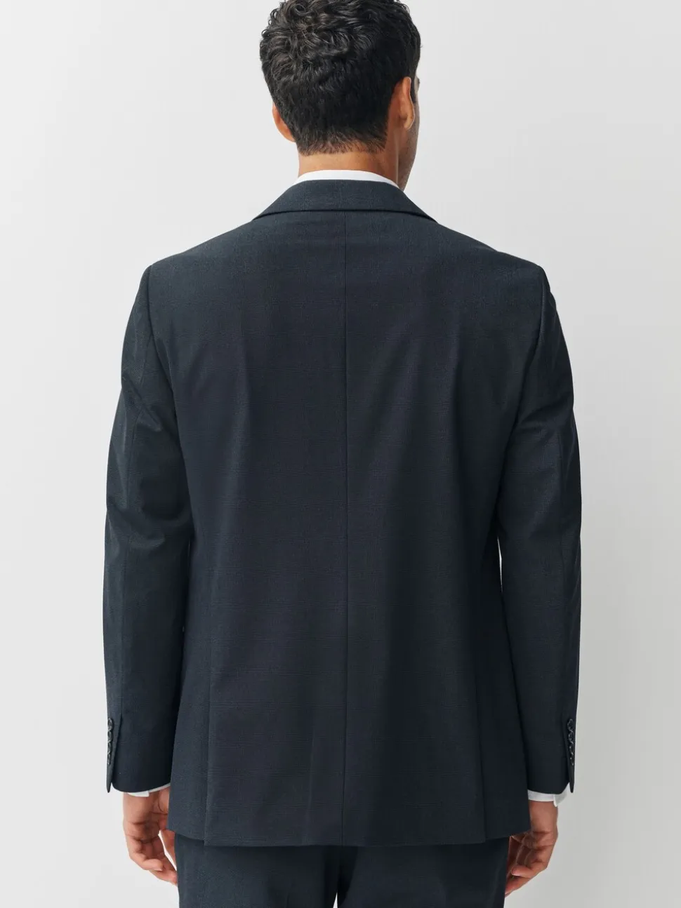 Donkerblauw - Regular fit Motionflex colbert met puppytooth-textuur