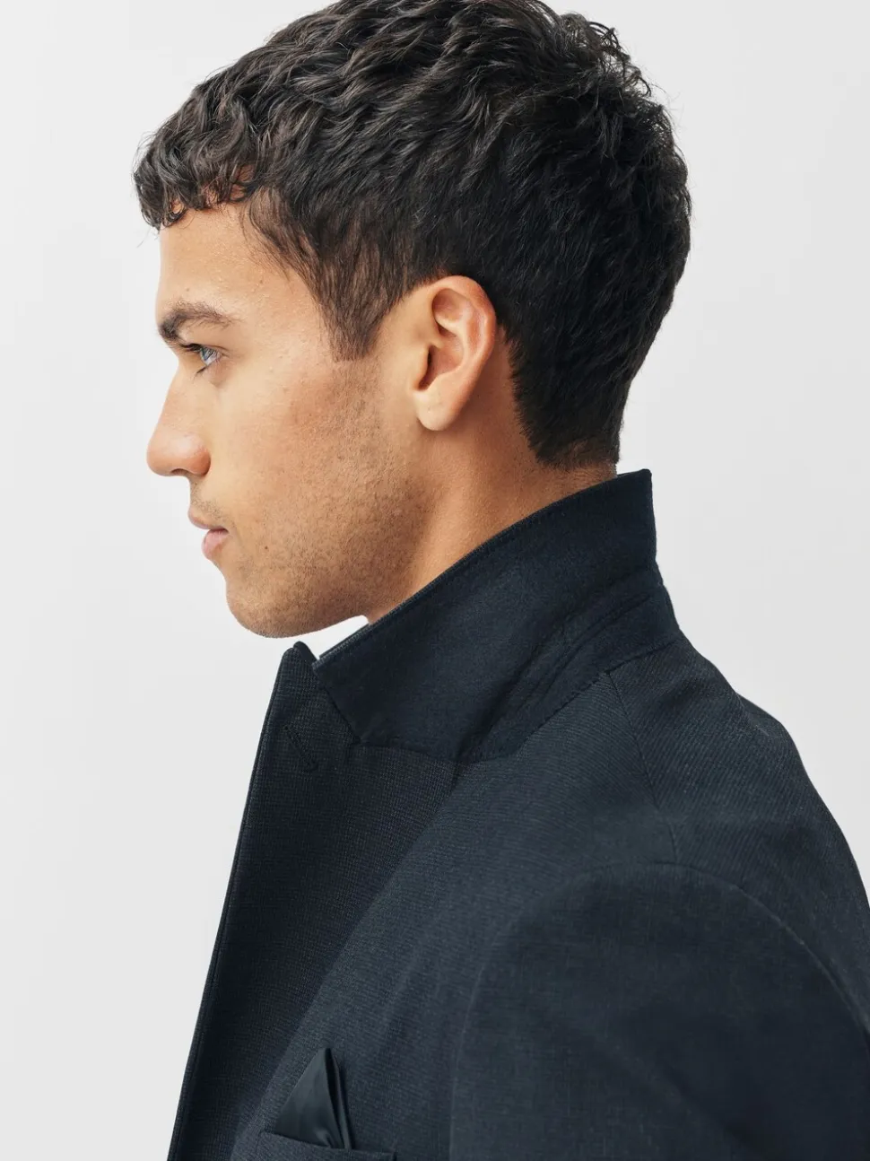 Donkerblauw - Regular fit Motionflex colbert met puppytooth-textuur