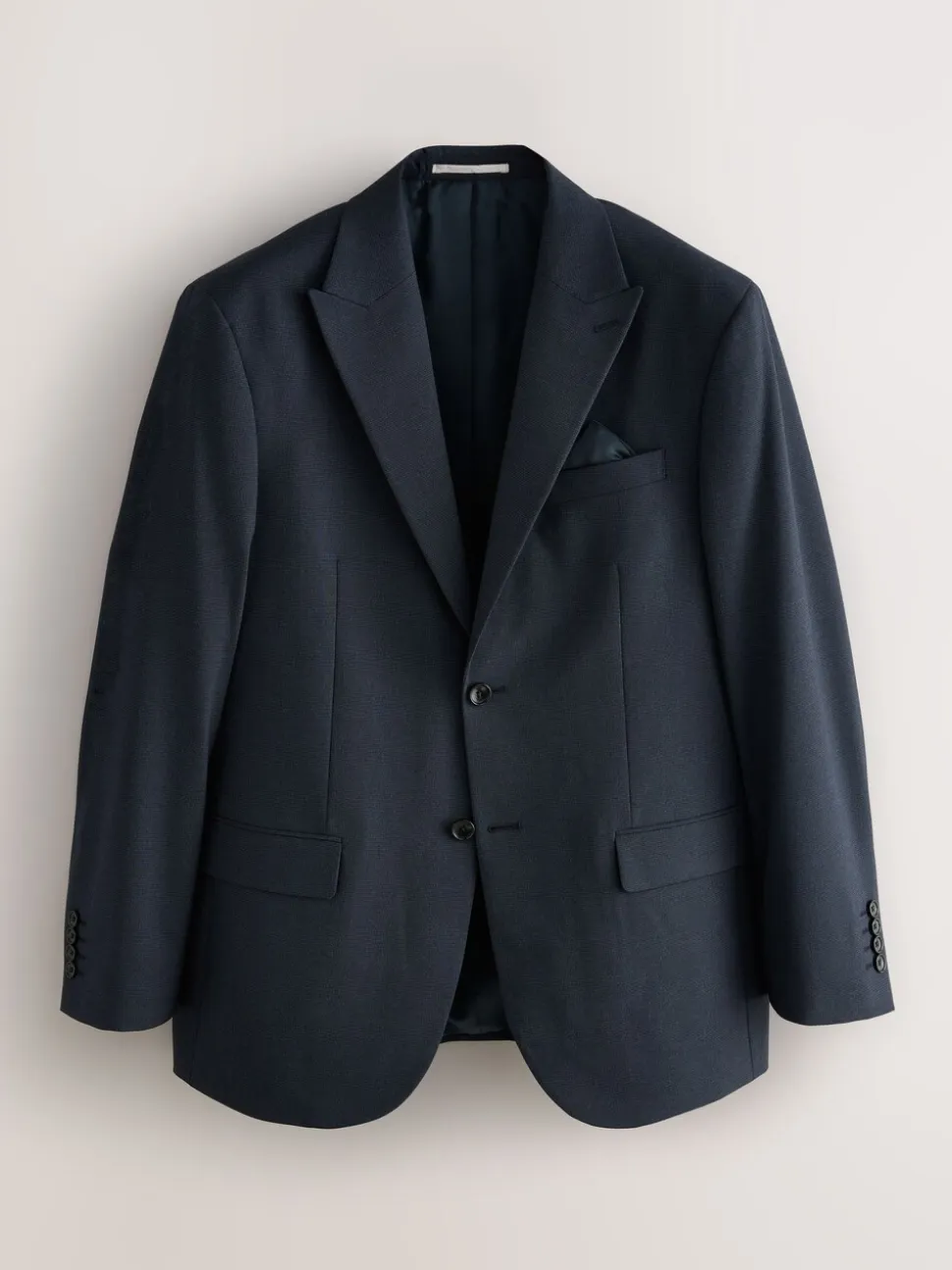 Donkerblauw - Regular fit Motionflex colbert met puppytooth-textuur
