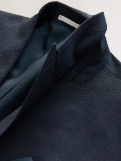 Donkerblauw - Regular fit Motionflex colbert met puppytooth-textuur