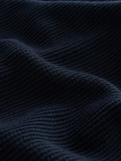 Donkerblauw - Regular Fit getextureerde schijn-Oxford overhemdtrui