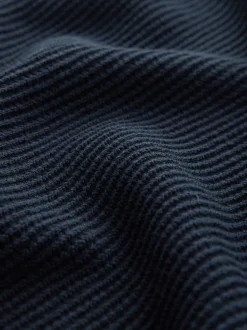 Donkerblauw - Regular Fit getextureerde schijn-Oxford overhemdtrui