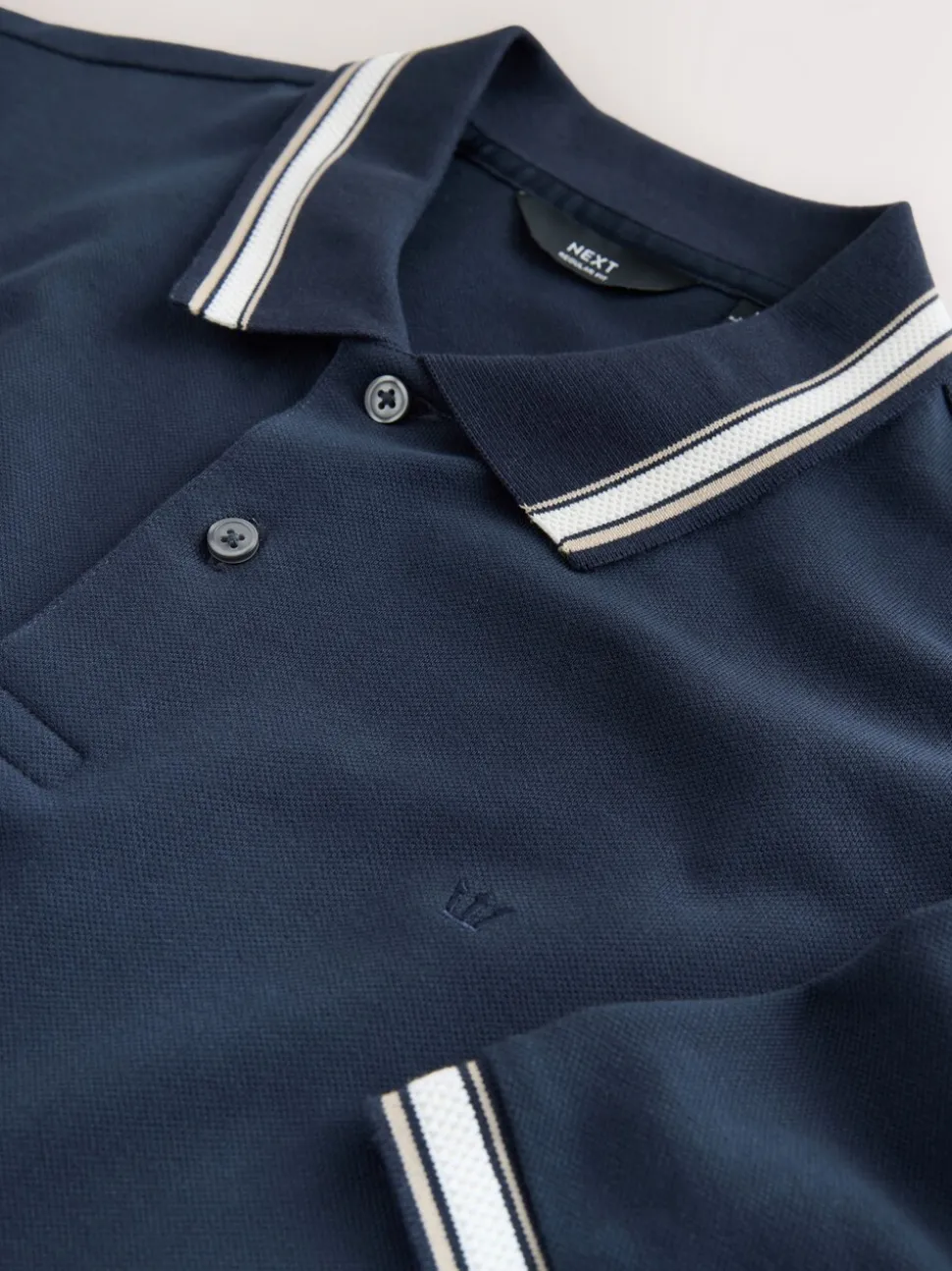 Donkerblauw - Regular fit poloshirt met korte mouwen en contrasterende randen