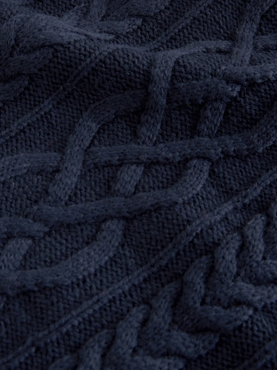 Donkerblauw - Regular Fit Aran Cable Mock Shirt Jumper