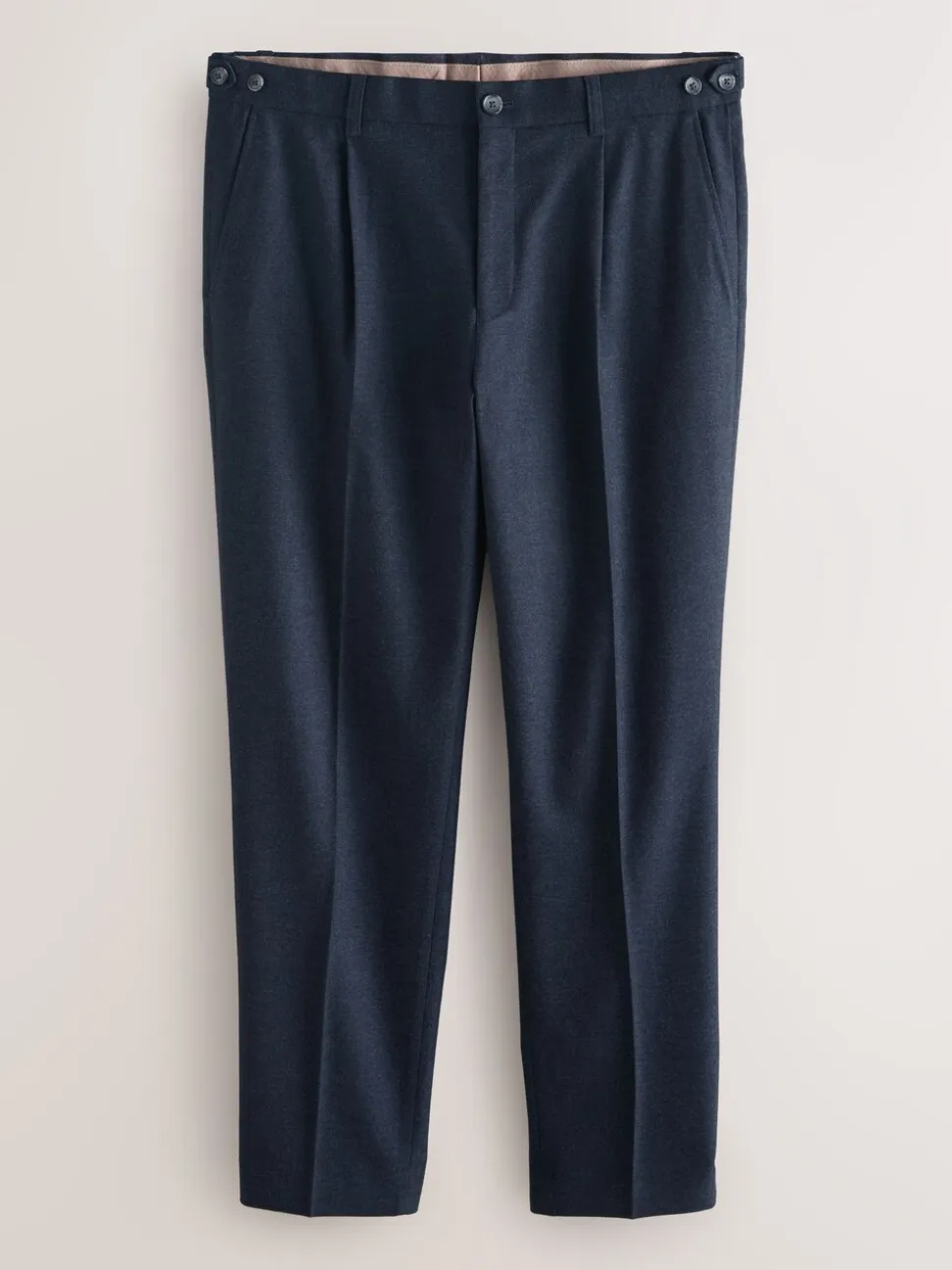 Donkerblauw - Regular Tapered Fit Smart Textured Soft Touch Trousers