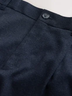 Donkerblauw - Regular Tapered Fit Smart Textured Soft Touch Trousers