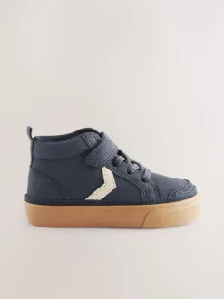 Donkerblauw - Schoenen met klittenbandsluiting, elastische veters en zigzagdetail