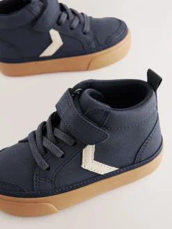 Donkerblauw - Schoenen met klittenbandsluiting, elastische veters en zigzagdetail