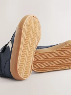 Donkerblauw - Schoenen met klittenbandsluiting, elastische veters en zigzagdetail