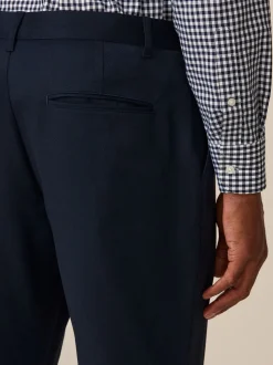 Donkerblauw - Slim Fit - 2 Modieuze broeken zonder bandplooi