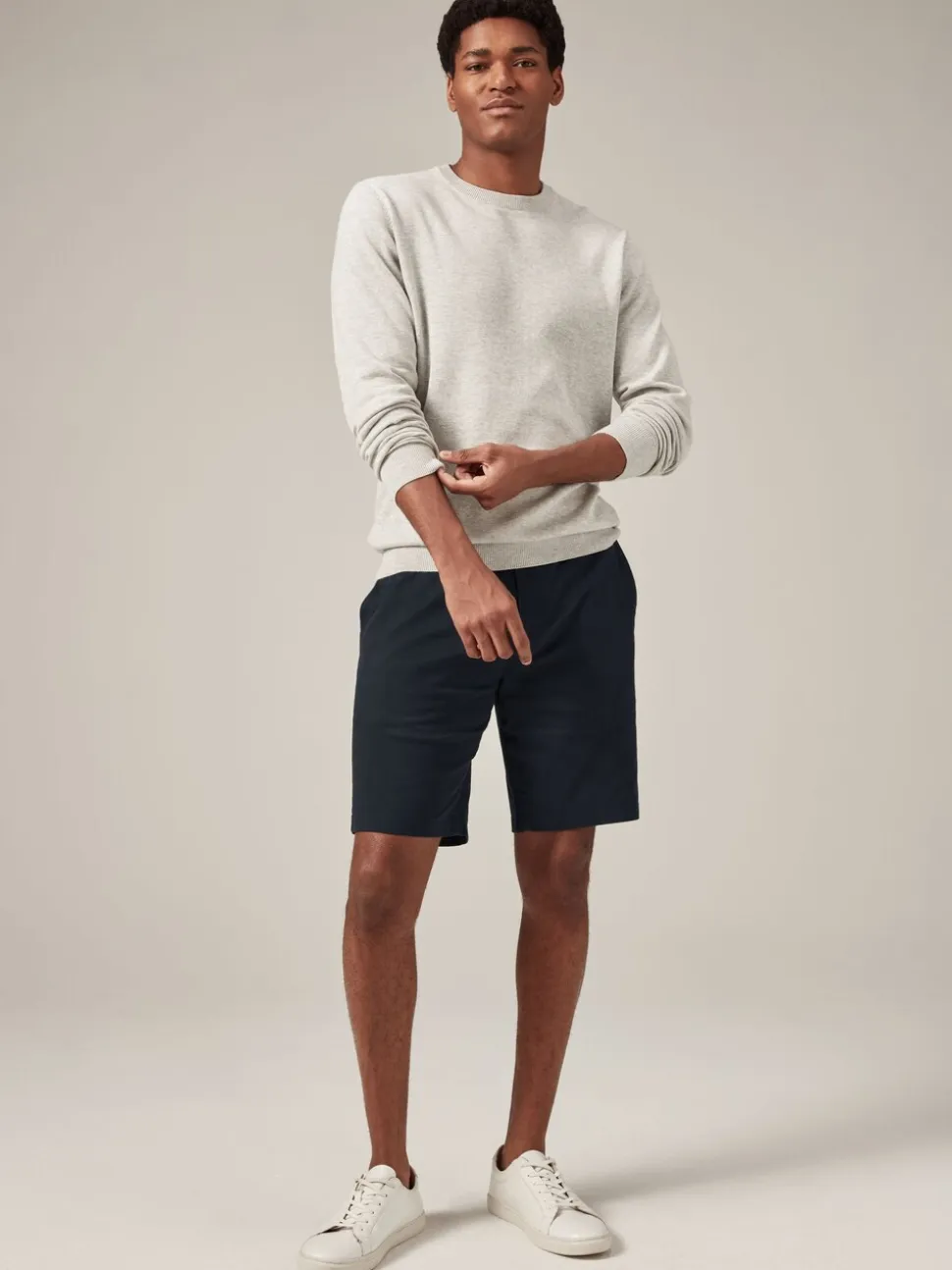 Donkerblauw - Slim Fit - Chinoshort met stretch