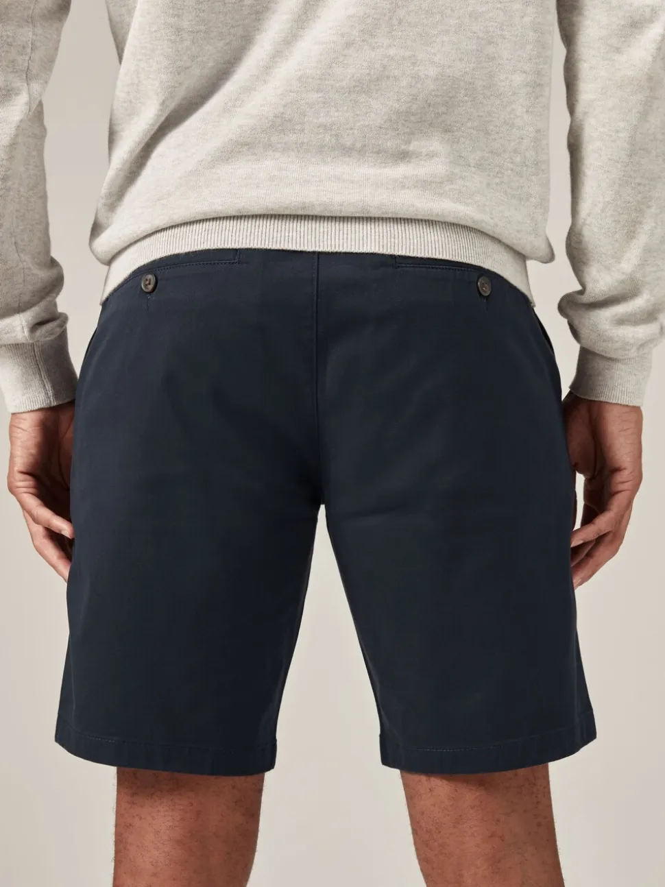 Donkerblauw - Slim Fit - Chinoshort met stretch