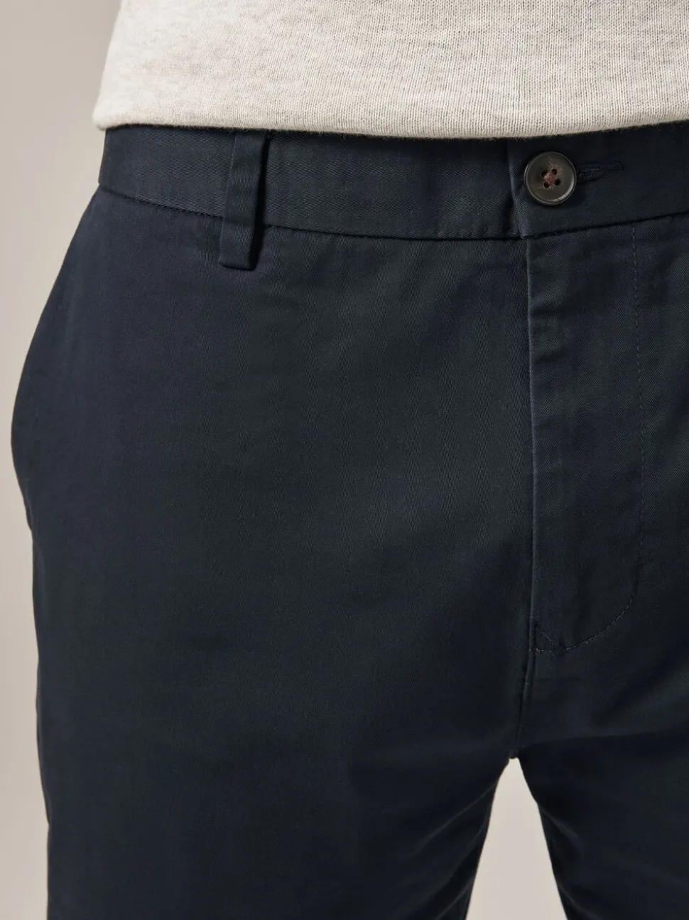 Donkerblauw - Slim Fit - Chinoshort met stretch