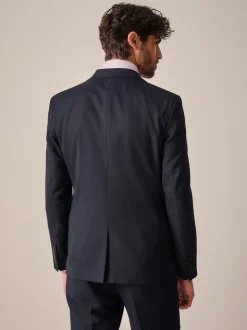 Donkerblauw - Slim Fit - Kostuum met textuur: colbert