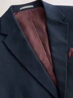 Donkerblauw - Slim Fit - Kostuum met textuur: colbert