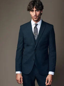 Donkerblauw - Slim Fit - Kostuum met twee knopen: colbert