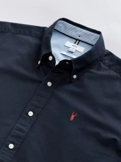 Donkerblauw - Slim Fit - Oxford-hemd met lange mouwen