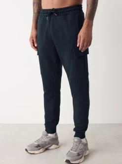Donkerblauw - Slim Fit - Slim Fit Brushback Heavyweight Cargo Joggers