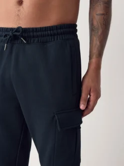 Donkerblauw - Slim Fit - Slim Fit Brushback Heavyweight Cargo Joggers