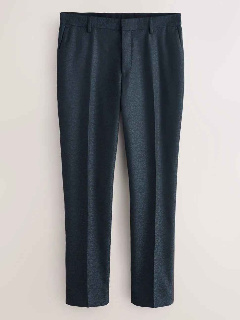Donkerblauw - Slim Fit Jacquard Pattern Tuxedo Suit Trousers