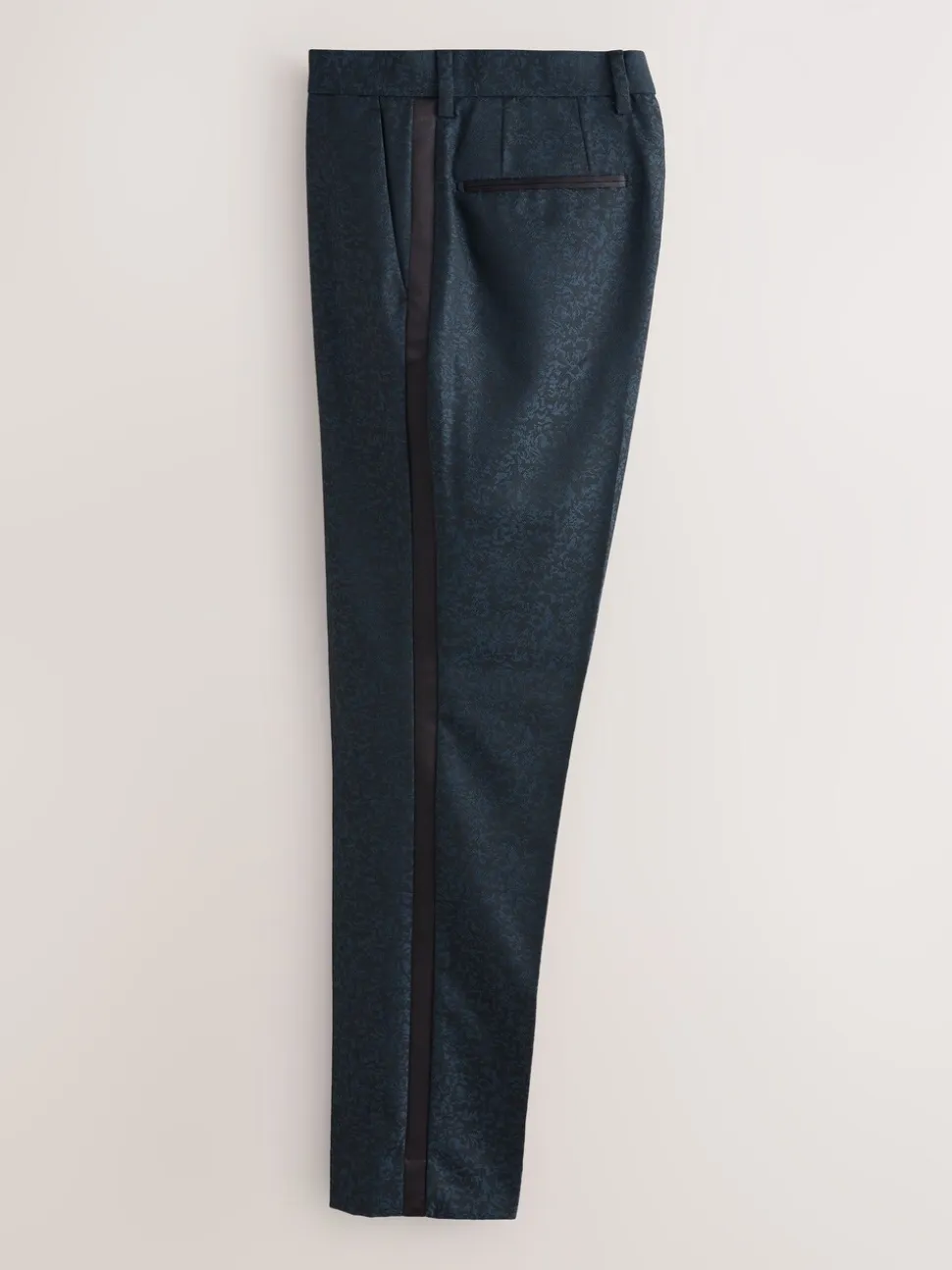 Donkerblauw - Slim Fit Jacquard Pattern Tuxedo Suit Trousers
