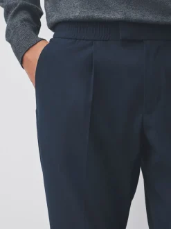 Donkerblauw - Slim fit stretchy Broeken met intern trekkoord