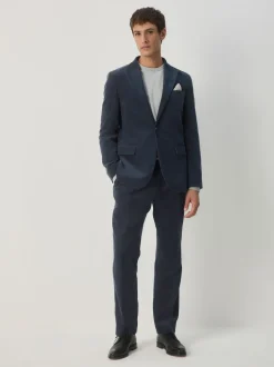 Donkerblauw - Slim-fit corduroy colbert
