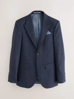 Donkerblauw - Slim-fit Signature Marzotto 100% Italiaans wollen geruit colbert