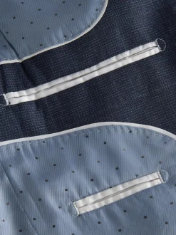 Donkerblauw - Slim-fit Signature Marzotto 100% Italiaans wollen geruit colbert