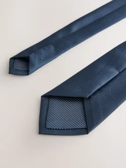 Donkerblauw - Smal - Stropdas met textuur