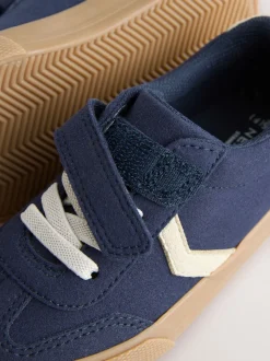 Donkerblauw - Sneakers met klittenbandsluiting en elastische veters
