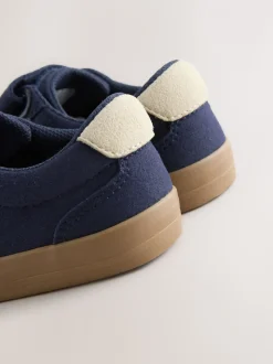 Donkerblauw - Sneakers met klittenbandsluiting en elastische veters
