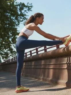 Donkerblauw - Sport Dry Tech buikcorrigerende legging met hoge taille en volledige lengte