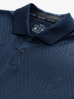 Donkerblauw - Sportief jacquard golfpoloshirt