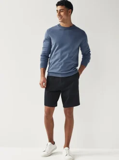 Donkerblauw - Straight fit - Chinoshort met stretch