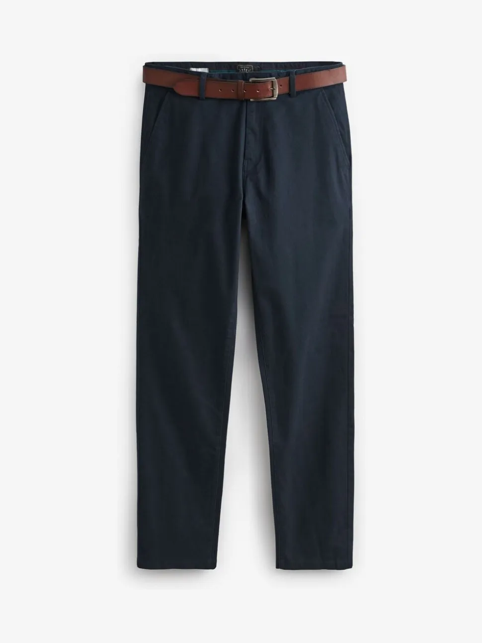 Donkerblauw - Straight fit - Zachte chino met riem
