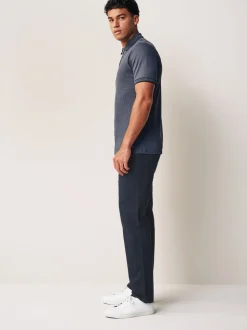Donkerblauw - Straight-fit chino van 100% katoen