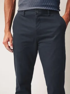 Donkerblauw - Straight-fit chino van 100% katoen