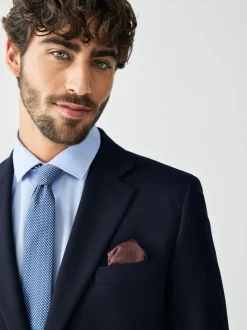 Donkerblauw - Strakke Pasvorm - Kostuum met textuur: colbert