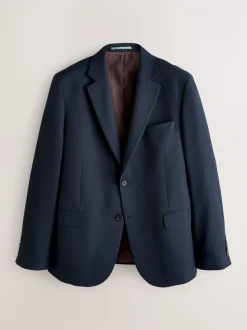 Donkerblauw - Strakke Pasvorm - Kostuum met textuur: colbert