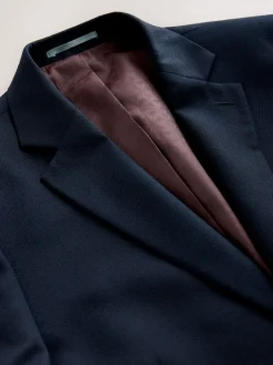 Donkerblauw - Strakke Pasvorm - Kostuum met textuur: colbert